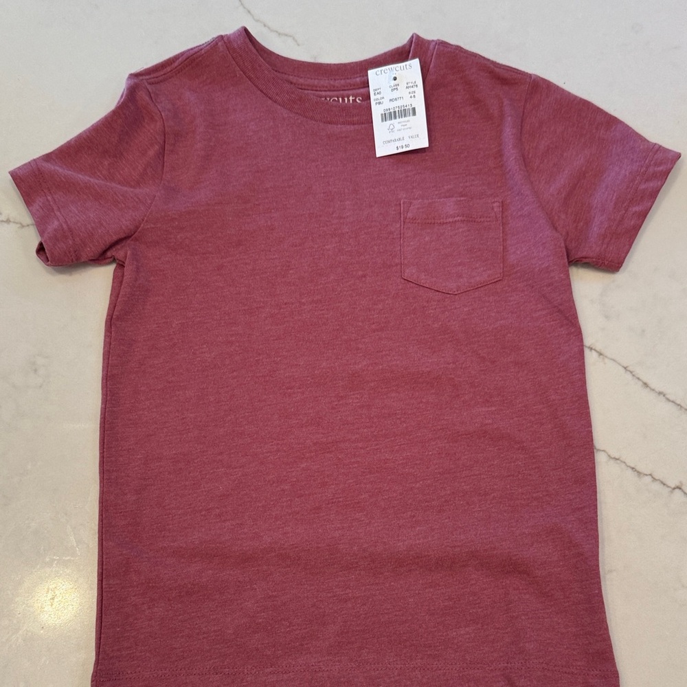 Crewcuts Short Sleeve Pocket Tee in Burgundy Red